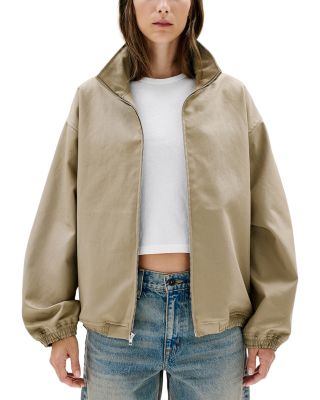 Cotton Funnel Neck Zip Front Jacket