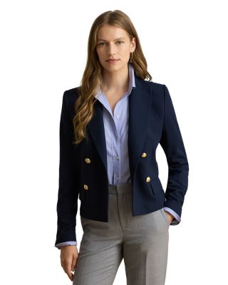 Wool Blend Double Breasted Cropped Blazer