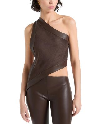 Suede & Leather Asymmetric Backless Top