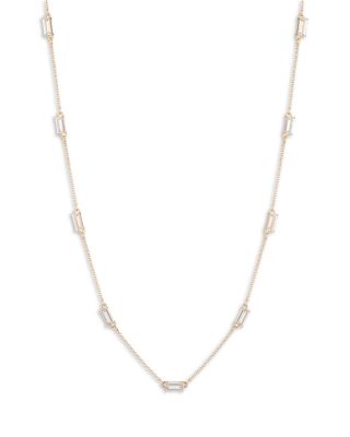 Cubic Zirconia Station Collar Necklace, 16"