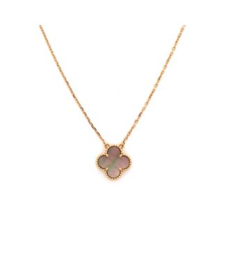  Vintage Alhambra Pendant Necklace 18K Rose Gold and Grey Mother of Pearl, 16.5"