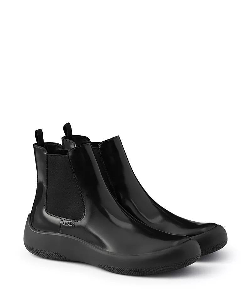 Prada Men's Brushed Leather Chelsea Boots