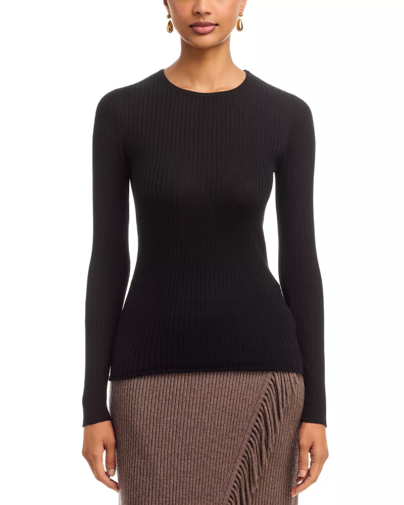 Majestic Filatures Ribbed Merino Wool Crewneck Sweater