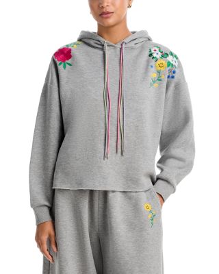 Cotton Blend Floral Embroidered Hoodie - Exclusive