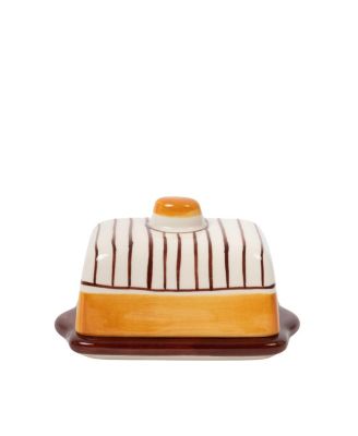  Lina Hand Painted Butter Dish, 6.3"L