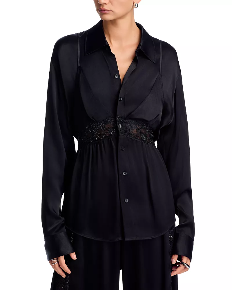 alexanderwang Lingerie Embellished Lace Blouse