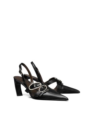 Tory Burch Women's Multi Buckle 75 Leather Slingback Pumps