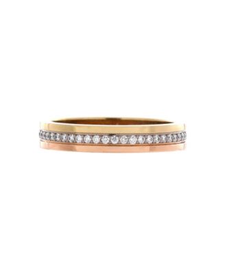  Vendome Louis Cartier Wedding Band Ring 18K Tricolor Gold with Diamonds