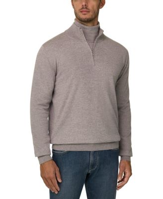 Boggi Milano Roll Neck Jumper Quarter-Zip Merino Wool Cashwool Mouline