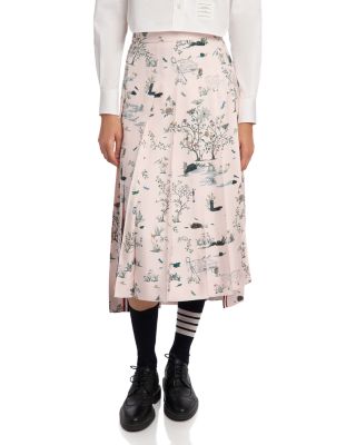 Silk Pleated Midi Skirt