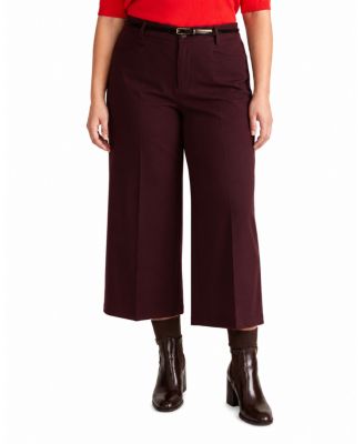 Women's Plus Cropped Wide-Leg Ponte Pants