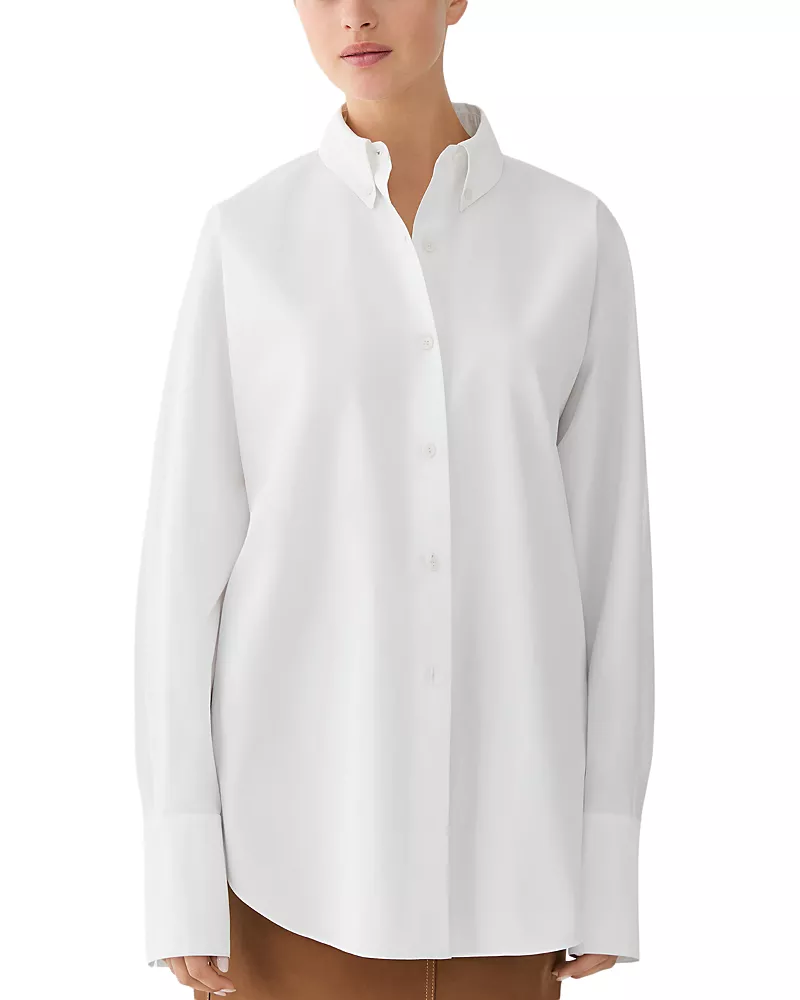 Lafayette 148 New York Oversized Rounded Sleeve Cotton Shirt