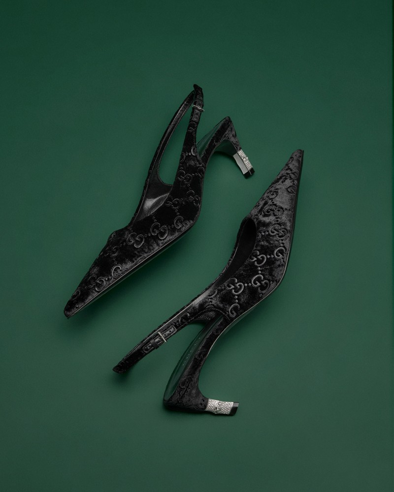 NEW! Gucci Women's Castello Velvet Slingback Heels - Exclusive by Bloomingdale's