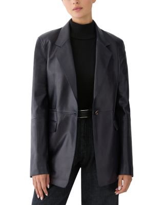 Three Pocket Leather Fitted Blazer