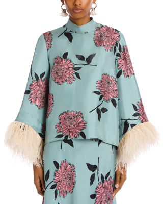 Make An Exit Silk Feather Trim Top