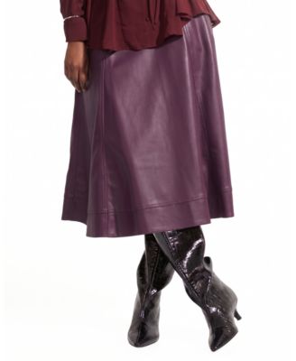  Women's Plus Charlotte Faux Leather Midi Skirt