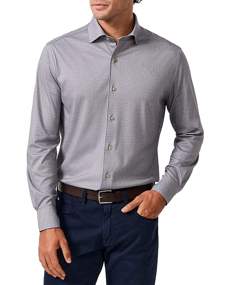 David Donahue Cotton Neat Knit Sport Shirt