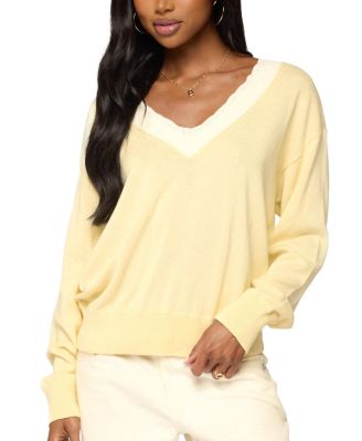  Marie Contrast Lacey V Neck Sweater