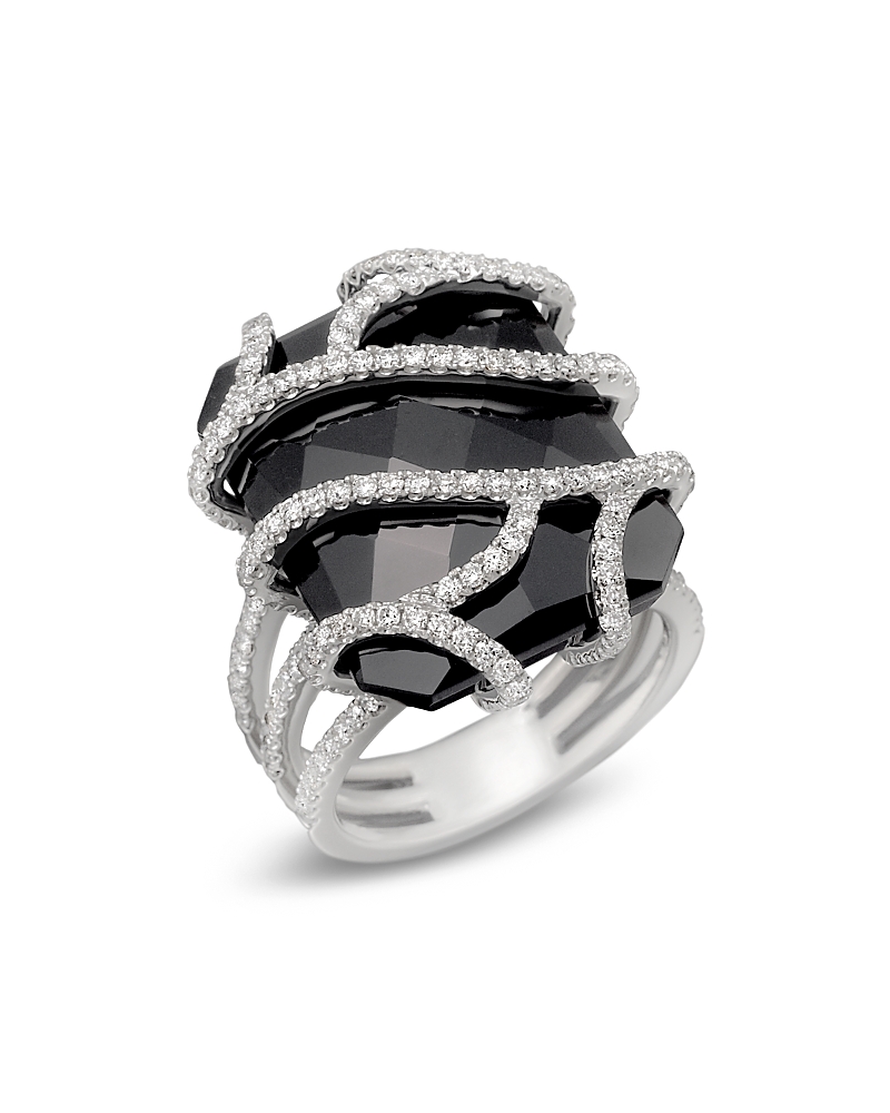 Bloomingdale's Diamond And Black Onyx Ring In 14k White Gold, 1.20 Ct. T. W. In Black/white