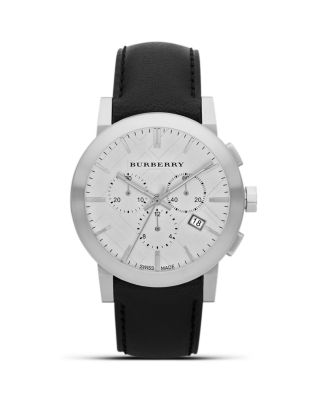 burberry black leather strap watch 42mm