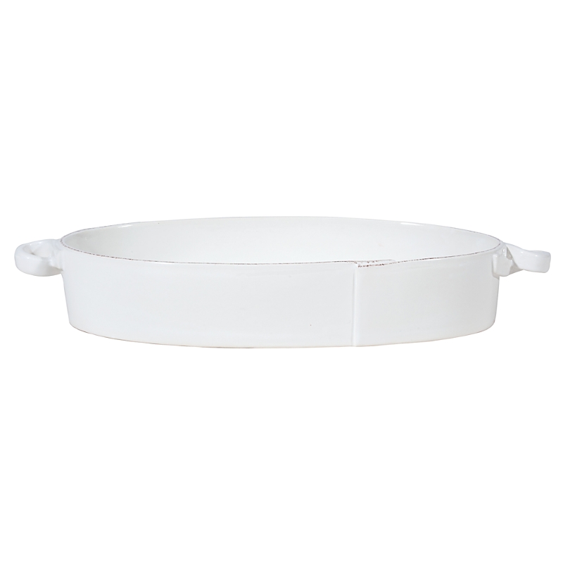 Vietri Lastra Collection Handled Oval Baker In White