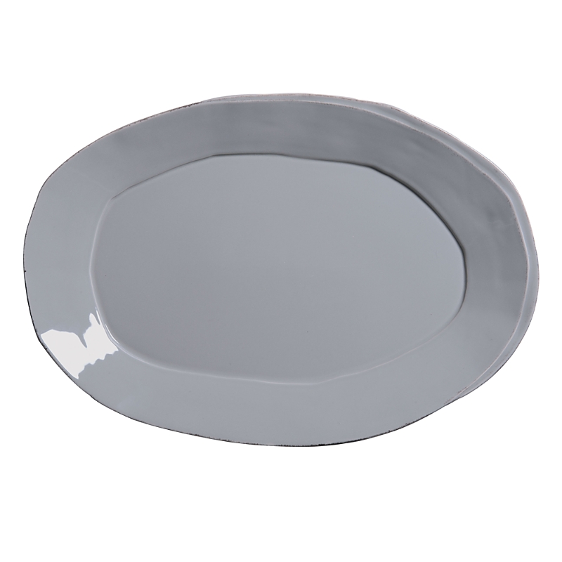 Vietri Lastra Oval Platter, Gray In Grey