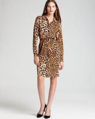 Anne Klein Animal Print Long Sleeve Dress | Bloomingdale's Women