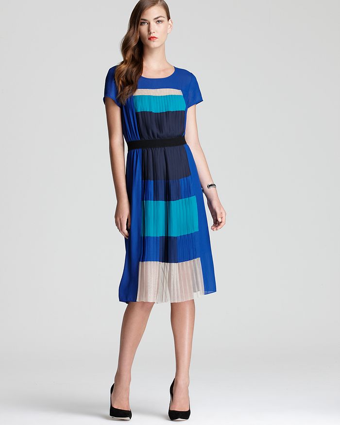BCBGMAXAZRIA Pleated Dress - Vanessa Color Block | Bloomingdale's