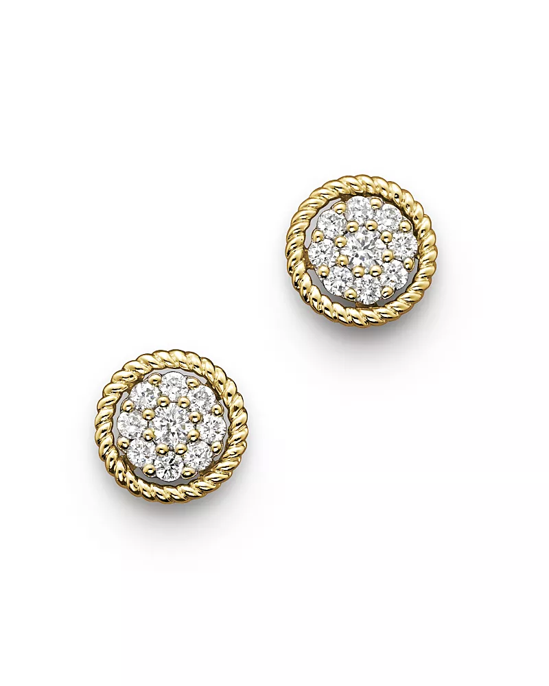 Diamond Earrings in 14K Yellow Gold, .25 tcw