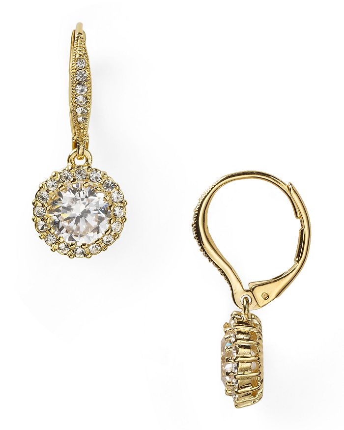 Nadri Framed Round Cubic Zirconia Drop Earrings In Gold