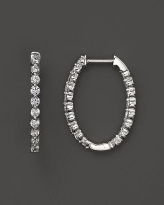 inside out diamond oval hoop earrings