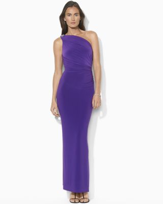 ralph lauren one shoulder purple dress