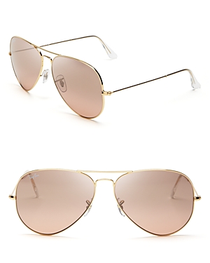 Ray Ban Ray-ban Unisex Original Brow Bar Aviator Sunglasses, 62mm In Gold/pink Gradient