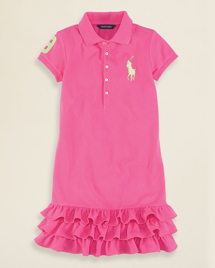 Ralph Lauren Girls Big Pony Neon Polo Dress Sizes S XL
