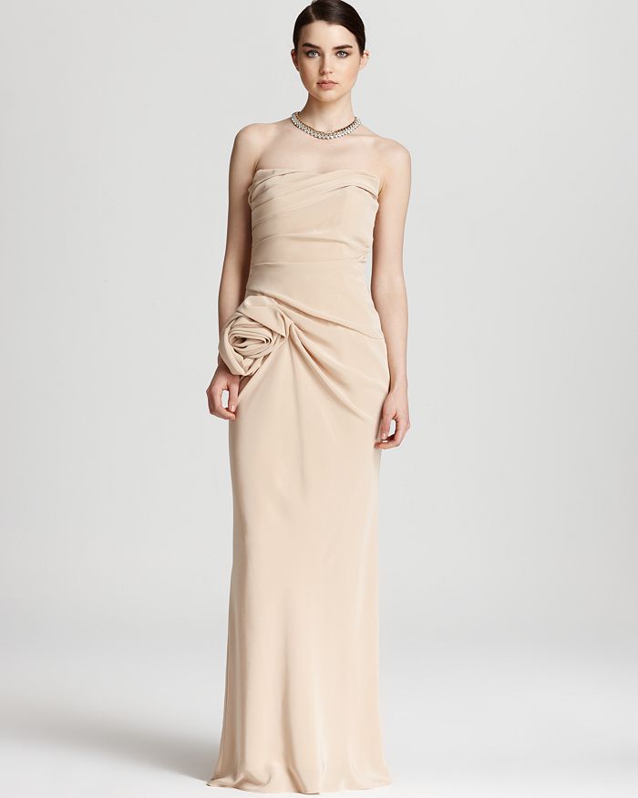 ABS by Allen Schwartz Strapless Gown Rosette Bloomingdale's