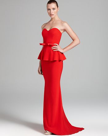 Badgley Mischka Gown Strapless Peplum Bloomingdale S