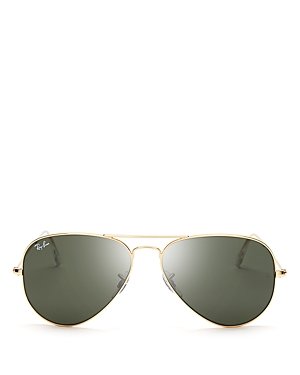 Shop Ray Ban Ray-ban Original Brow Bar Aviator Sunglasses, 58mm In Gold/dark Green Solid