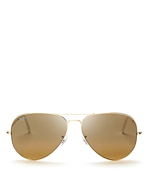 Ray Ban Ray-ban Unisex Original Brow Bar Aviator Sunglasses, 62mm In Gold/gold Flash