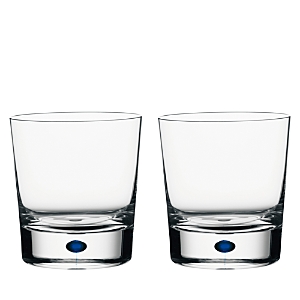 Orrefors Intermezzo Blue Set of 2 Double Old Fashioned Glasses