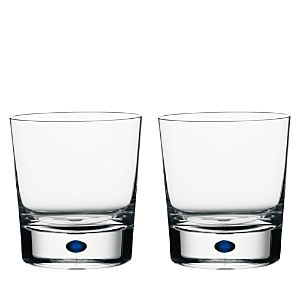 ORREFORS INTERMEZZO BLUE DOUBLE OLD-FASHIONED GLASSES, SET OF 2