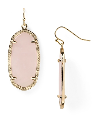 Kendra Scott Signature Elle Drop Earrings In Gold/rose Quartz