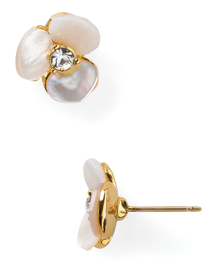Shop Kate Spade New York Pansy Stud Earrings In Cream/clear