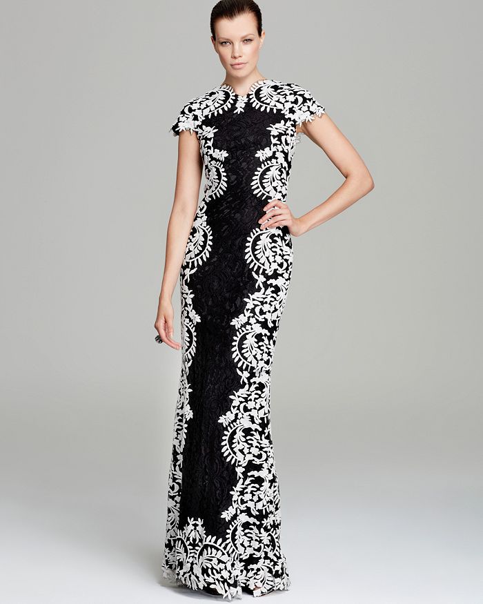 Tadashi shoji cap sleeve shop lace gown