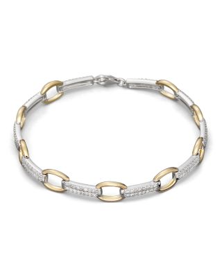 Bloomingdale's Fine Collection - Pav&eacute; Diamond Link Bracelet in 14K White and Yellow Gold, 0.75 ct. t.w.&nbsp;- Exclusive