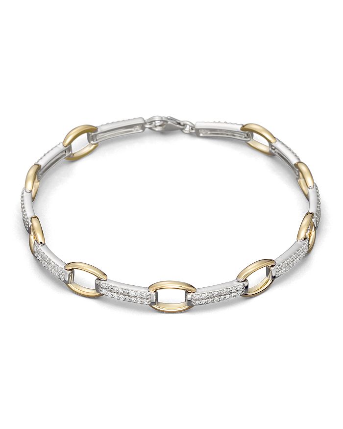 Bloomingdale's Pave Diamond Link Bracelet In 14k White And Yellow Gold, 0.75 Ct. T.w.