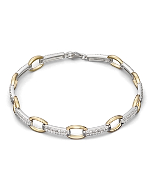 Pave Diamond Link Bracelet in 14K White and Yellow Gold, 0.75 ct. t.w.