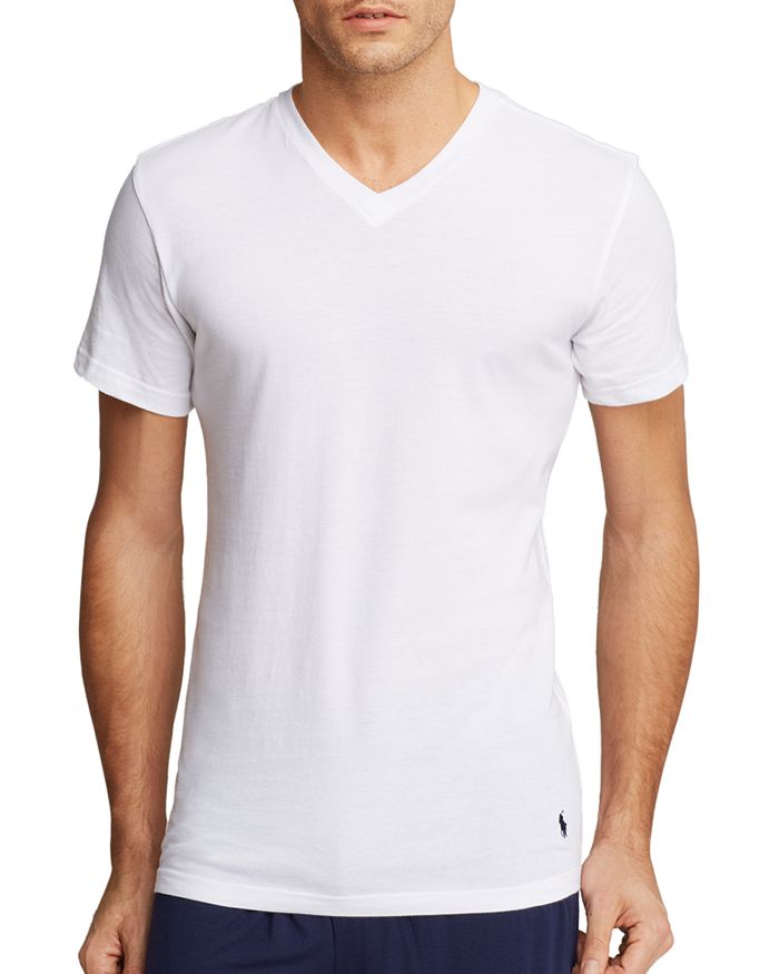 Shop Polo Ralph Lauren Slim Fit V-neck Undershirt, Pack Of 3 In White