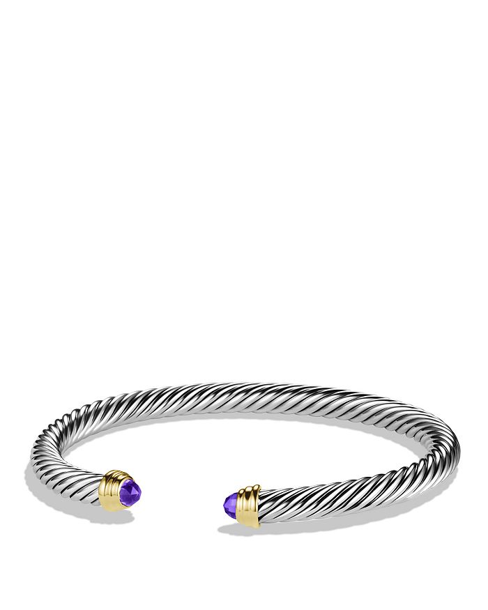 DAVID YURMAN CABLE CLASSICS BRACELET WITH AMETHYST AND GOLD,B03934 S4AAMS