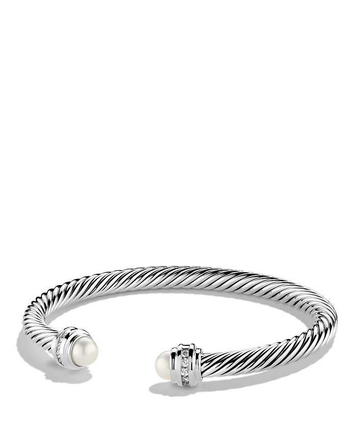 Shop David Yurman Cable Classics Bracelet With Pearl & Diamonds