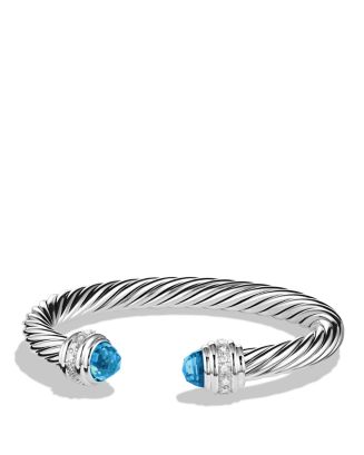 David Yurman Cable Classics Bracelet with Blue Topaz & Diamonds ...